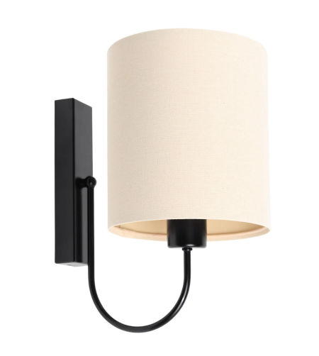 Svetlá krémová nástenná lampa v boho štýle s valcovým ľanovým tienidlom - BOHO