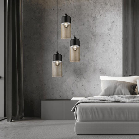 Loftová závesná lampa ZENIA, čierne kovové tienidlo, kovová zvislá trubica, nastaviteľná