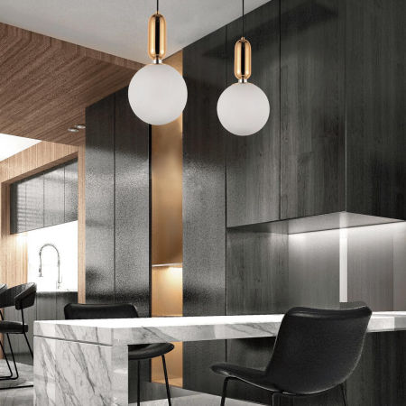 Elegantná moderná guľatá závesná lampa ORITO vo farbe zlata