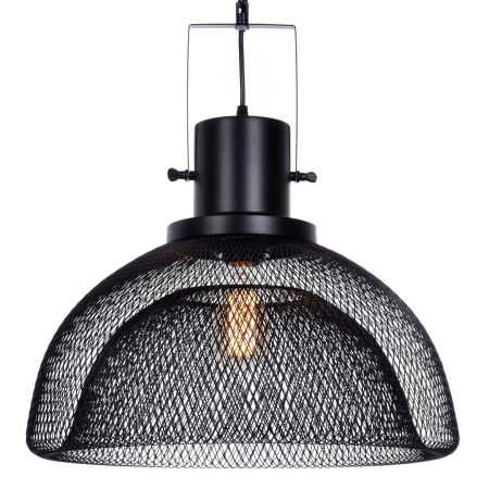 Pologuľová kovová čierna závesná lampa GLENCOR v industriálnom štýle