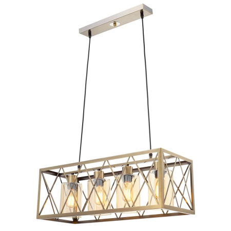 Drôtené závesné svietidlo, priemyselný luster NORTIS, mosadz, staré zlato, kovová klietka