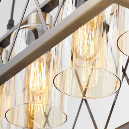 Drôtené závesné svietidlo, priemyselný luster NORTIS, mosadz, staré zlato, kovová klietka