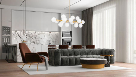 Moderné závesné svietidlo PETRICA W16, farba zlata, tienidlá sklenené gule