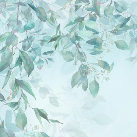 Akvarelová dekoratívna tapeta na stenu - ružoví plameniaci na tyrkysovej lúke