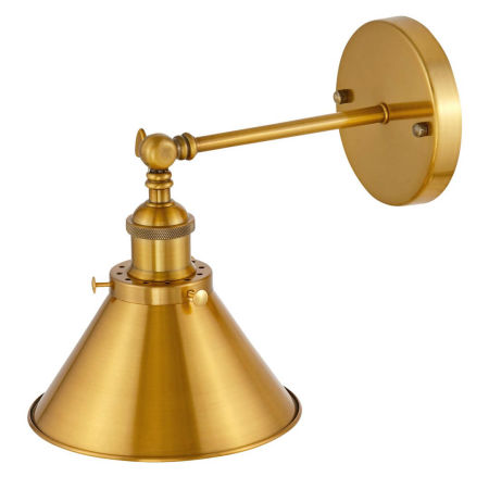 Zlaté mosadzné nástenné svietidlo v loftovom industriálnom štýle GUBI W1, nástenná lampa s dekoratívnym kovovým tienidlom