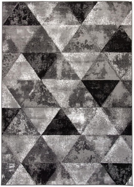 Mládežnícky koberec ALMAS 03 so šedými a čiernymi trojuholníkmi s jemnou kamuflážou tón v tóne, moderný, trendový