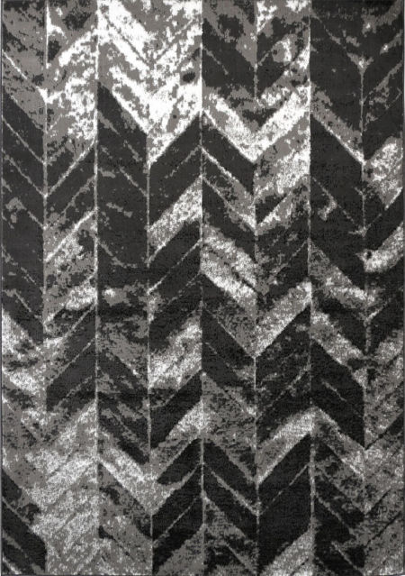 Sivý moderný koberec ALMAS 26 so vzorom rybia kosť, s efektom kamufláže, do izby