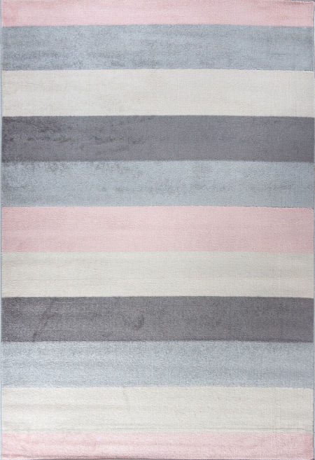 Farebný koberec pre dievča Pearl Waves 10 s ružovými a sivými pruhmi