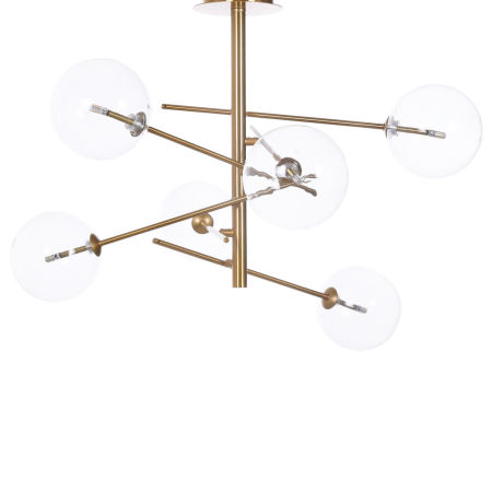 Mosadzná moderná stropná lampa BERGAMO W6 s priehľadnými sklenenými tienidlami