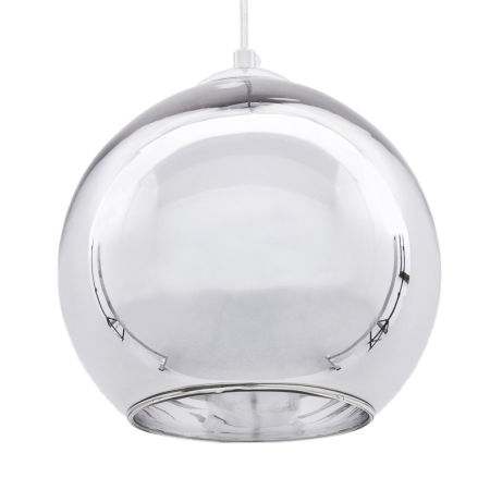 Sklenená chrómovaná závesná lampa LOBOS, moderná guľa