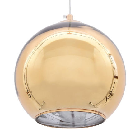 Zlatá, sklenená závesná lampa LOBOS, moderné tienidlo v tvare gule