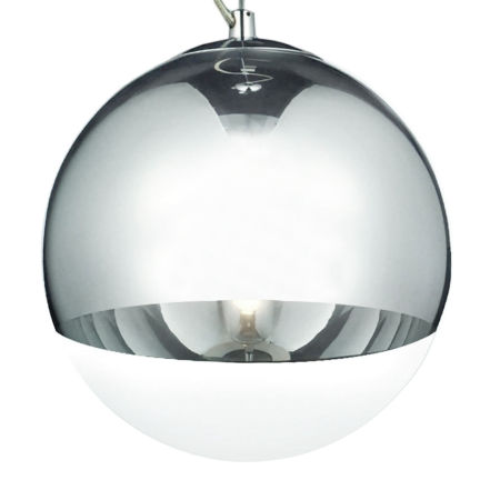 Strieborná sklenená závesná lampa IBIZA, priehľadná guľa, škandinávsky štýl