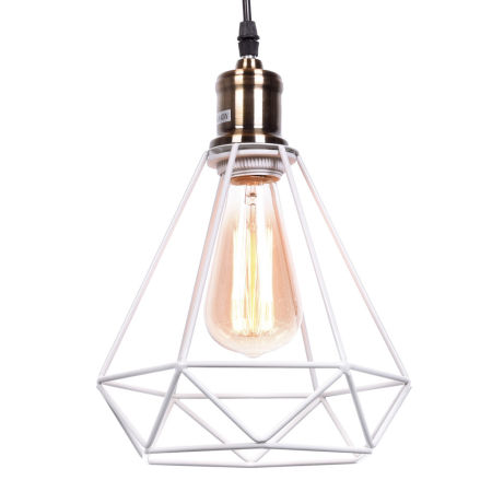 Závesná drôtená lampa, COBI, minimalistický biely diamant