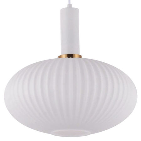 Industriálna biela závesná lampa FLORI s moderným skleneným tienidlom