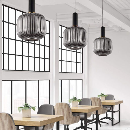 Moderná závesná lampa GATO, dymové sklenené tienidlo v štýle loft