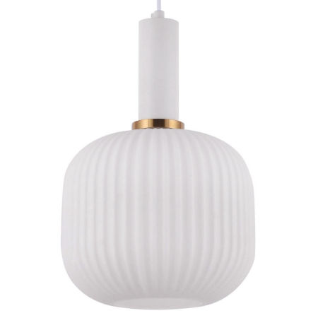 Biela sklenená lampa GATO s industriálnym skleneným tienidlom