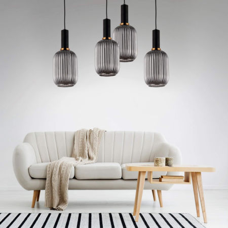 Sklenená závesná lampa RICO s dymovým tienidlom v štýle loft