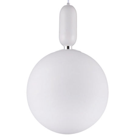 Biela guľová závesná lampa ORITO D30 so skleneným tienidlom