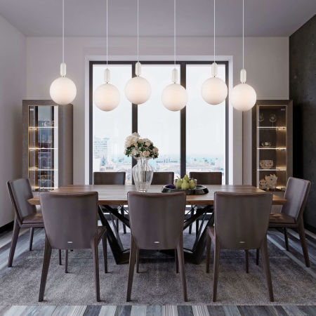 Biela guľová závesná lampa ORITO D30 so skleneným tienidlom