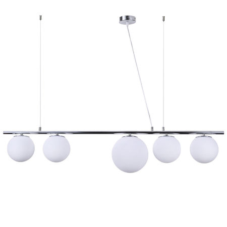 Chrómová závesná lampa BARISTICA W5 s bielymi modernými okrúhlymi odtieňmi