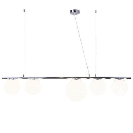 Chrómová závesná lampa BARISTICA W5 s bielymi modernými okrúhlymi odtieňmi