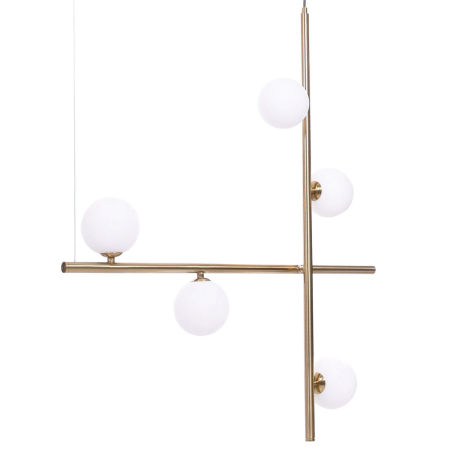 Dizajnová moderná závesná lampa RIANZA W5 vo farbe mosadze