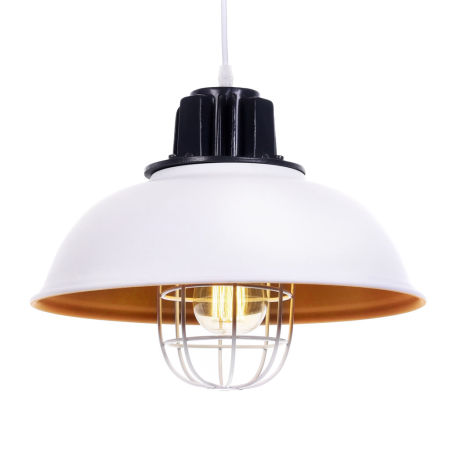 Kovové biele závesné svietidlo FUKO, pologuľové, nastaviteľné, v loftovom štýle