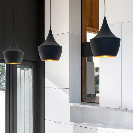 Závesná lampa, dizajnové loftové svietidlo FOGGI 12B, čierna a zlatá