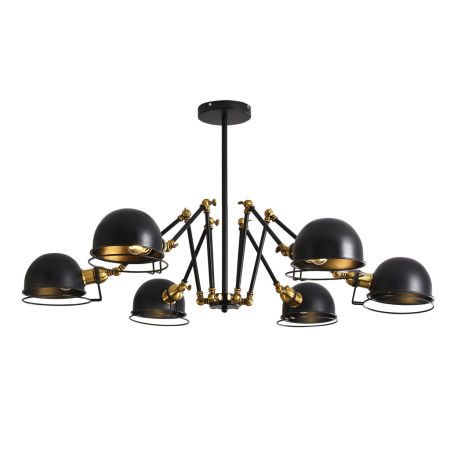 Kovová, čierna závesná lampa VALMONTI W6, polguľové kupole v loftovom štýle