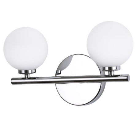 Dvojitá chrómovaná nástenná lampa MARSIADA s bielymi modernými tienidlami