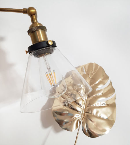 Loftové priemyselné nástenné svietidlo NUBI, dizajnová priehľadná sklenená lampa