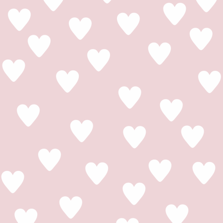 Pastelová prášková ružová tapeta s bielymi srdiečkami, 10 cm