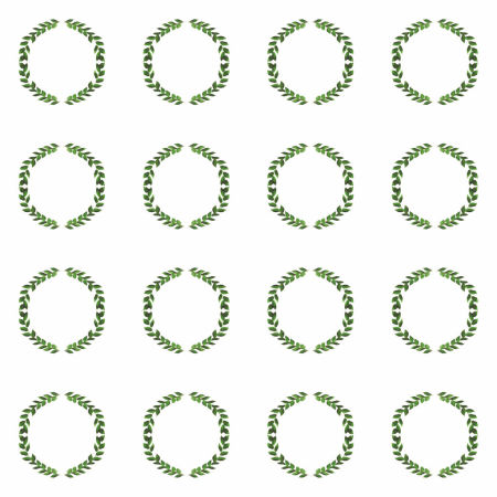 Biela tapeta so zelenými venčekmi - lístky, halúzky v Boho štýle