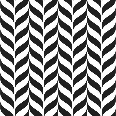 Tapeta - čierno-biela rybia kosť tvorená vzorom lístkov, zebra v modernom štýle