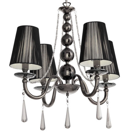 Klasický luster FABIONE W4, čierny, na nastaviteľnej reťazi