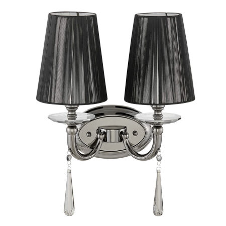 Čierne, dvojité, krištáľové nástenné svietidlo FABIONE W2, moderná krištáľová nástenná lampa