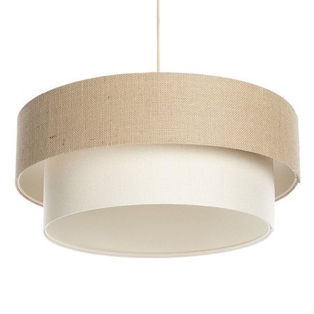 Závesná BOHO lampa z juty s dvojitým béžovým a krémovým jutovým a ľanovým tienidlom