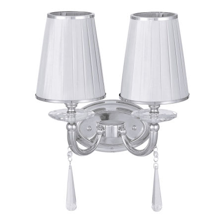 Kovová nástenná lampa FABIONE W2, chrómovaná a biela, dvojité nástenné svietidlo