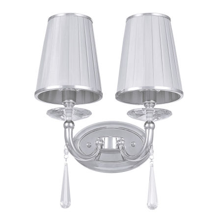 Kovová nástenná lampa FABIONE W2, chrómovaná a biela, dvojité nástenné svietidlo