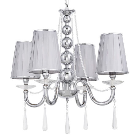 Klasický kovový krištáľový luster FABIONE W4, chrómovaný, strieborný