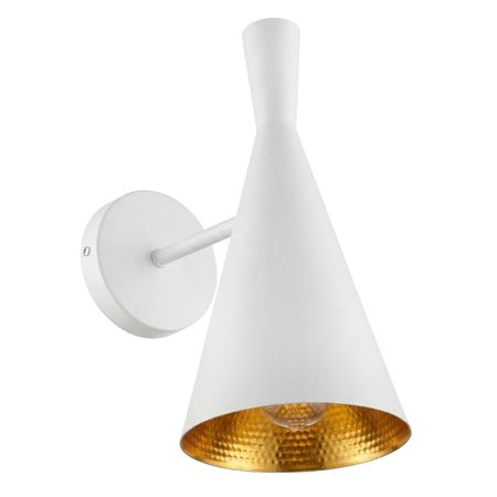 Moderná biela nástenná lampa FOGGI W1, vnútri zlatá, zvislé svietidlo