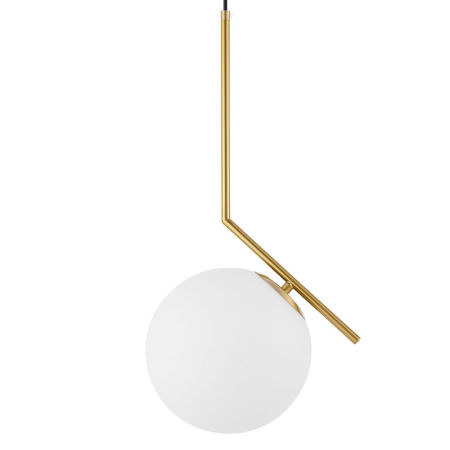 Moderná mosadzná závesná lampa SORENTO kovová so skleneným tienidlom