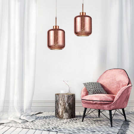 Moderná sklenená závesná lampa, luster ALACOSMO, ružové zlato, rose gold