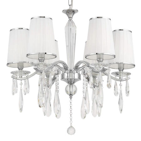 Moderný biely krištáľový luster ALESSIA W6, viacbodový, na reťazi