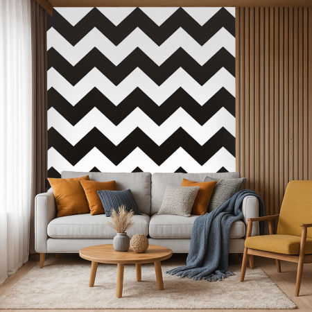 Čierno-biela tapeta cik-cak