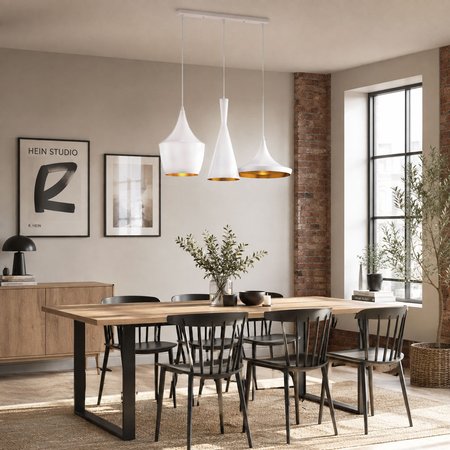 Trojdielna závesná lampa, loftové svietidlo v škandinávskom štýle, luster FOGGI TRIO, biela, zlatá