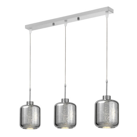 Trojité sklenené závesné svietidlo ALACOSMO, chrómové, moderné