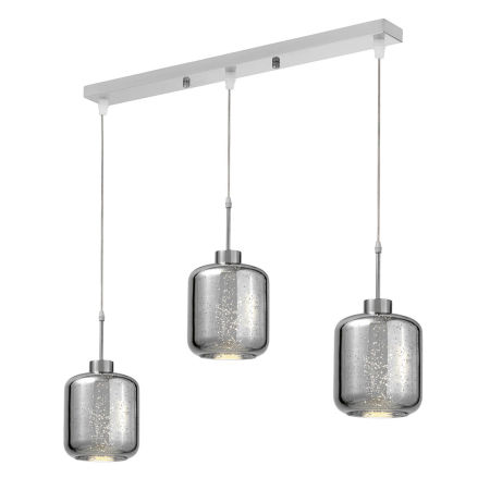 Trojité sklenené závesné svietidlo ALACOSMO, chrómové, moderné
