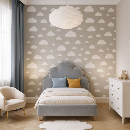 Šedo-biela tapeta s oblakmi, oblaky 7,5-24 cm