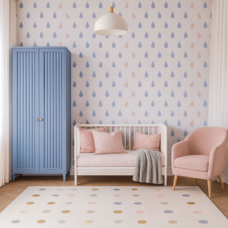 Tapeta KVAPKY VODY, SLZY, ROSA, DÁŽĎ, farby: Serenity a Rose Quartz (modrá a ružová)